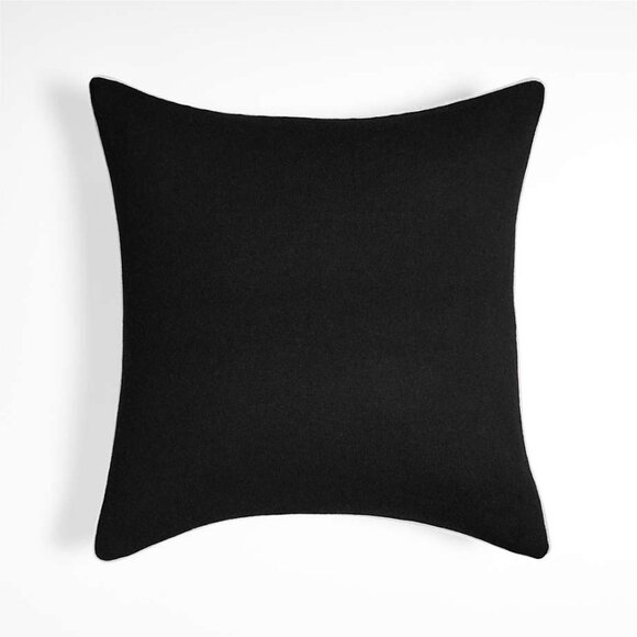 NWT Crate & Barrel Bardot 20" Recycled Cashmere and Wool Ink Black Pillow Cover - Picture 1 of 9